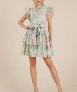 Alternative view of Green Multicolor Ruffle Mini Dress - Curvy