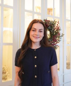 Old Money Navy Cropped Button Down Knit Top