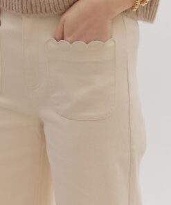 Alternative view of Wide Leg Scallop Trim Pants - Ecru