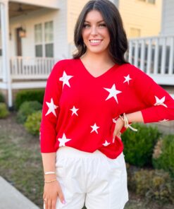 Alternative view of Star Sweater Top in Red