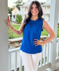 Blue Ruffle Collared Shirt