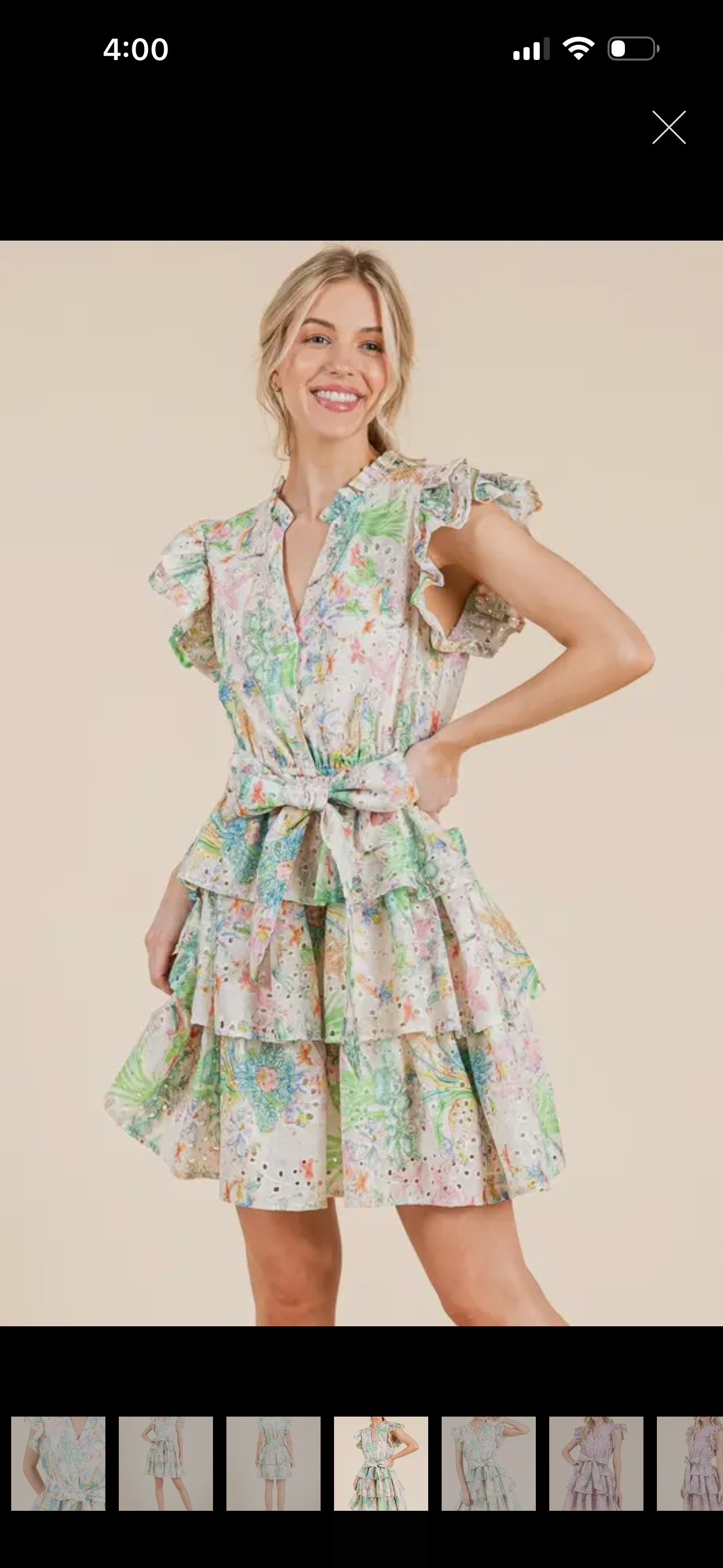 Green Multicolor Ruffle Mini Dress - Curvy