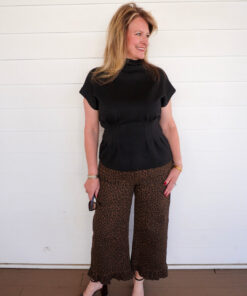 Alternative view of Animal Print Wide Leg Ruffle Trim Pants