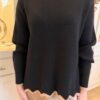 Black Sweater With Scallop Edge Details