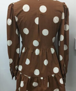 Alternative view of Polka Dot Tie Frontpiped Mini Dress Brown/Cream