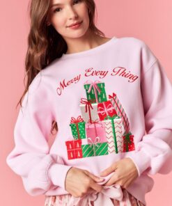 “Merry Every Thing” Pink Sweatshirt
