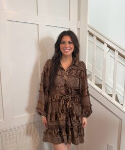 Brown Velvet Mini Dress