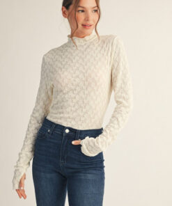 Alternative view of Ivory Lacey Long Sleeve Top