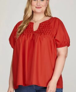 Red Poplin Top