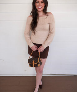Pearl Detailed Off Shoulder Sweater - Oatmeal