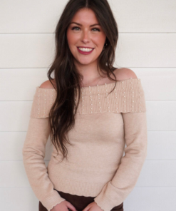Alternative view of Pearl Detailed Off Shoulder Sweater - Oatmeal