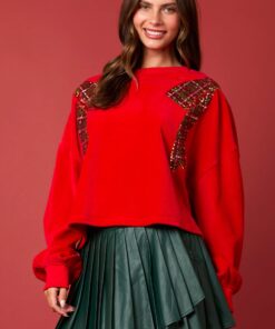 Red Sequin Bow Sweater