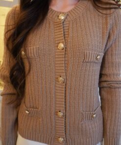 Alternative view of Old Money Long Sleeve Button Down Sweater - Taupe